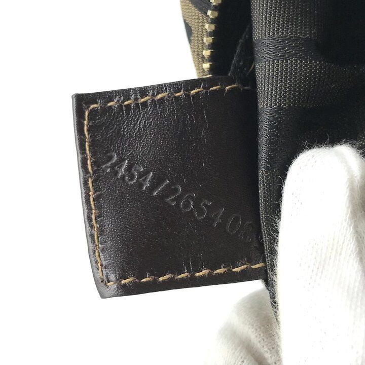 良品 FENDI フェンディ ズッカ キャンバス レザー ヴィンテージ ミニ