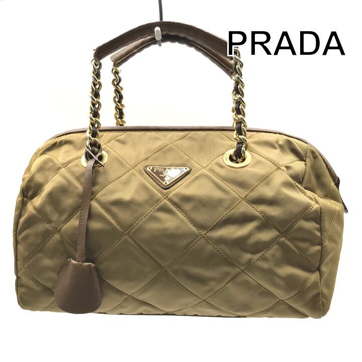 良品 PRADA プラダ ナイロン テスート 三角ロゴ キルティング ミニ