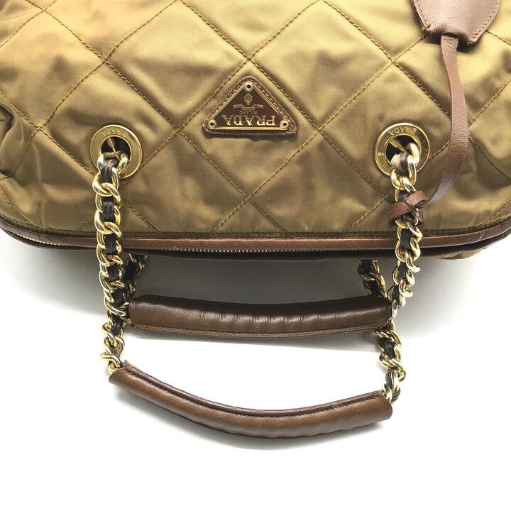良品 PRADA プラダ ナイロン テスート 三角ロゴ キルティング ミニ