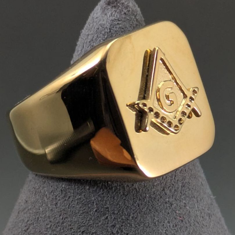 フリーメイソン Freemason 18号 ゴールド 金色 ステンレス 印台 デッド 