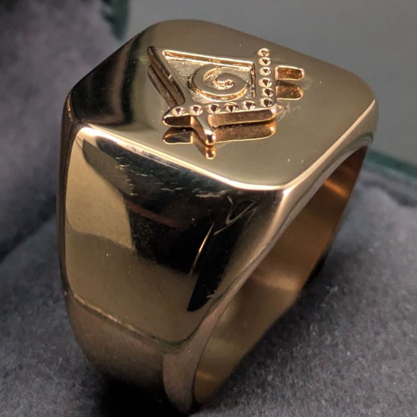 フリーメイソン Freemason 18号 ゴールド 金色 ステンレス 印台 デッド 