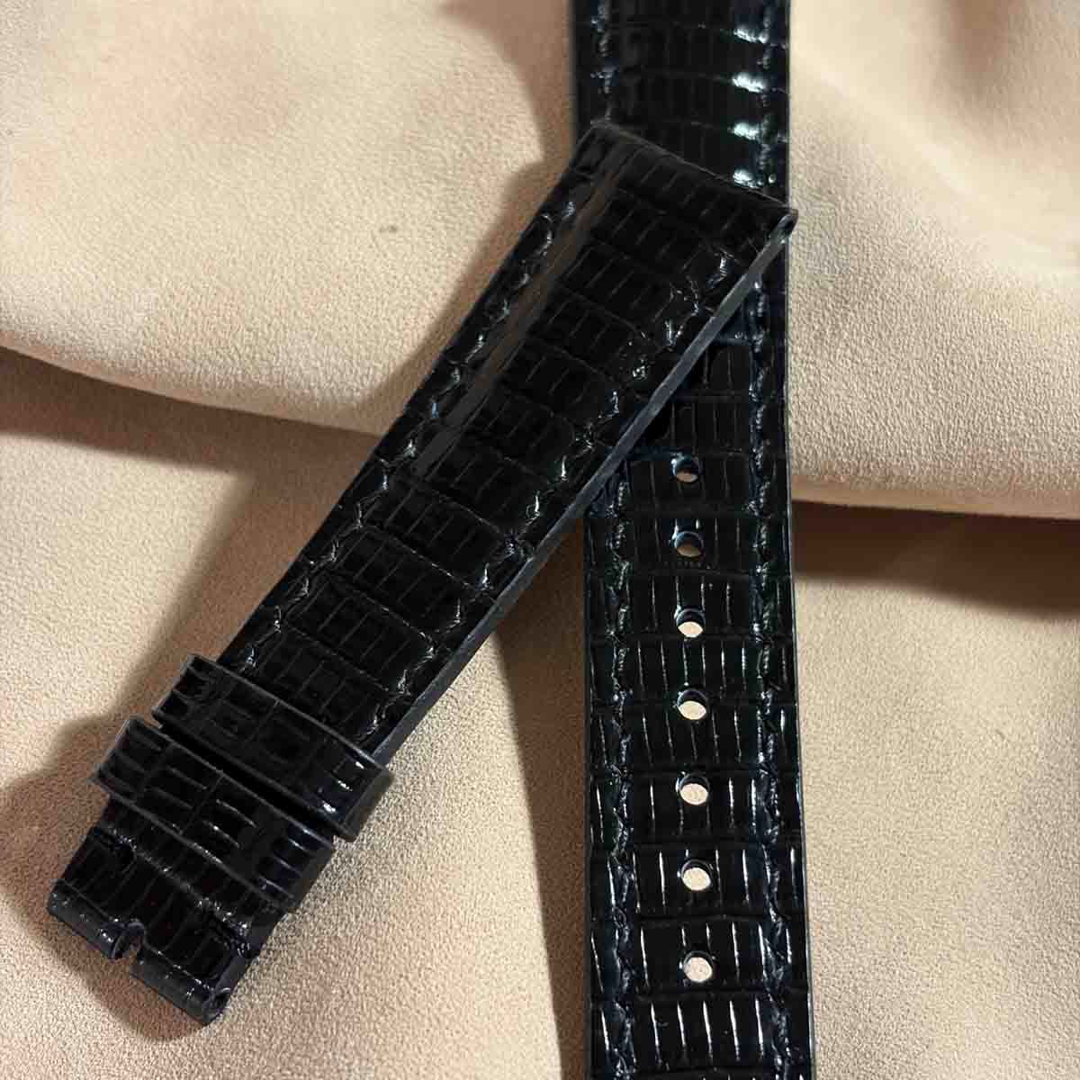 liz-357 リザード レザー 腕時計 ベルト ブラック (ラグ幅19 mm