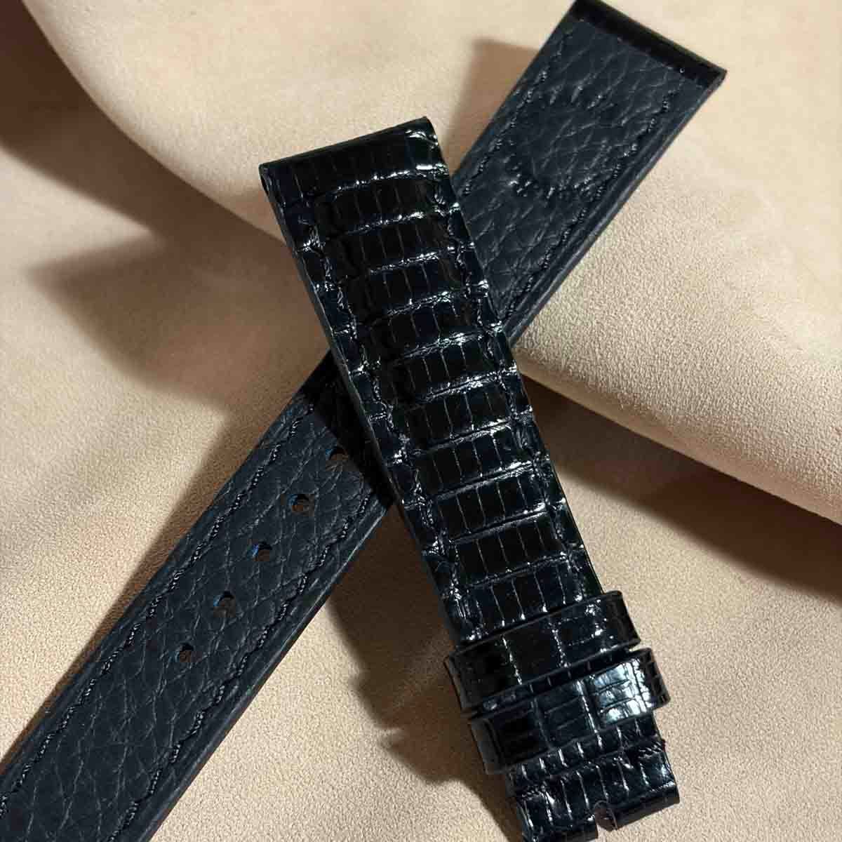 liz-357 リザード レザー 腕時計 ベルト ブラック (ラグ幅19 mm
