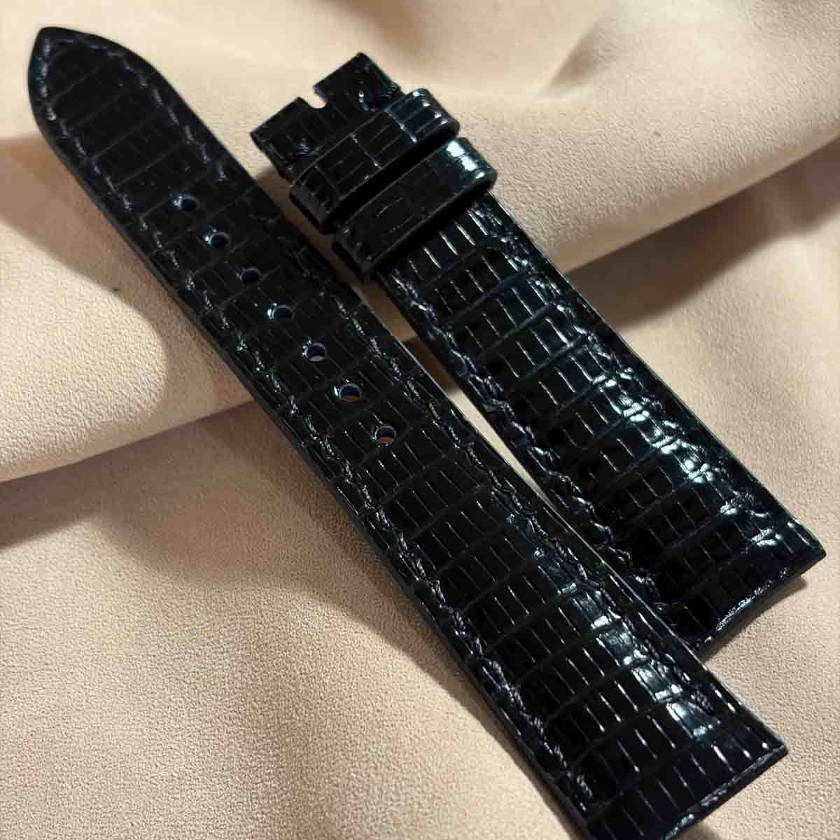liz-357 リザード レザー 腕時計 ベルト ブラック (ラグ幅19 mm