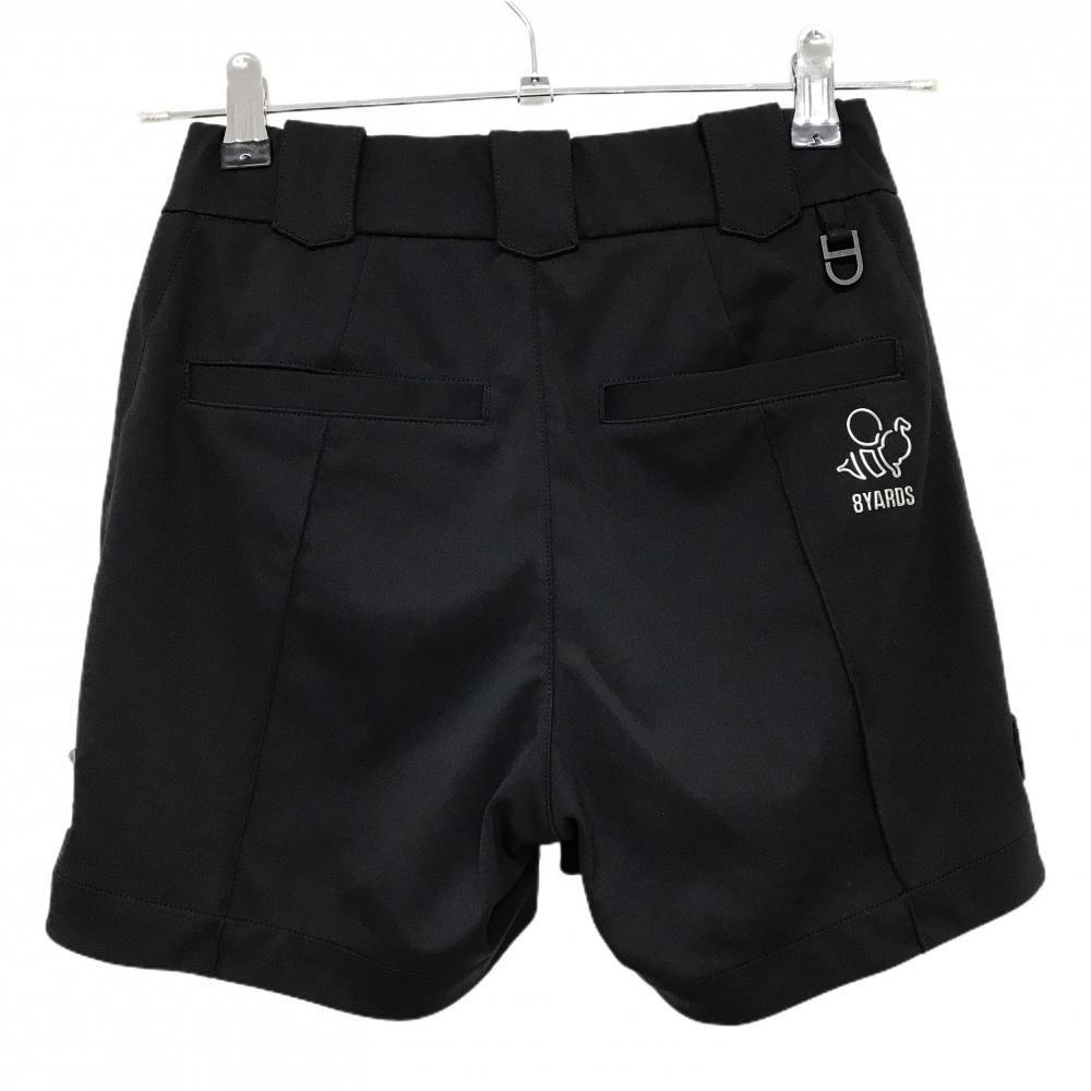 【美品】8YARDS ブラック ショートパンツ Mサイズ 超美品】ハチヤーズ ショートパンツ 黒×白 裾ロゴ ストレッチ
