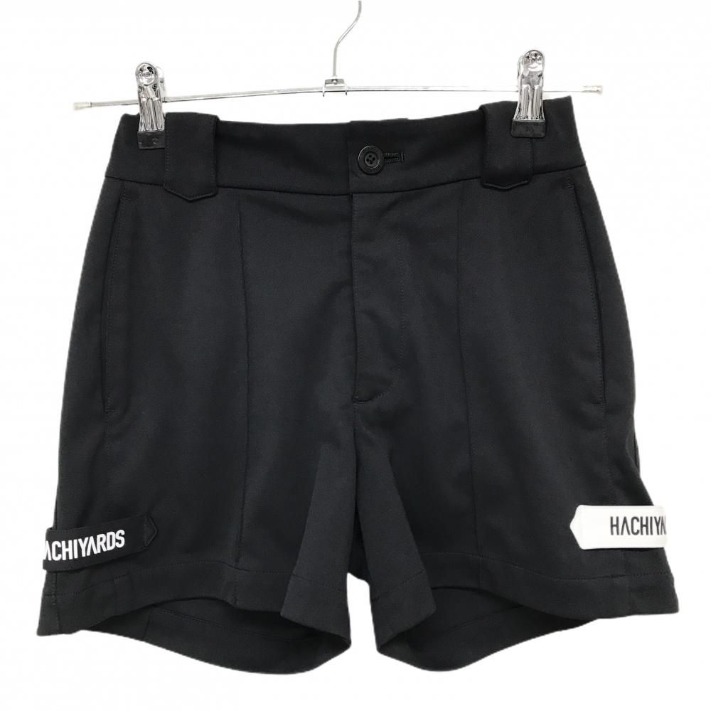 超美品】ハチヤーズ ショートパンツ 黒×白 裾ロゴ ストレッチ