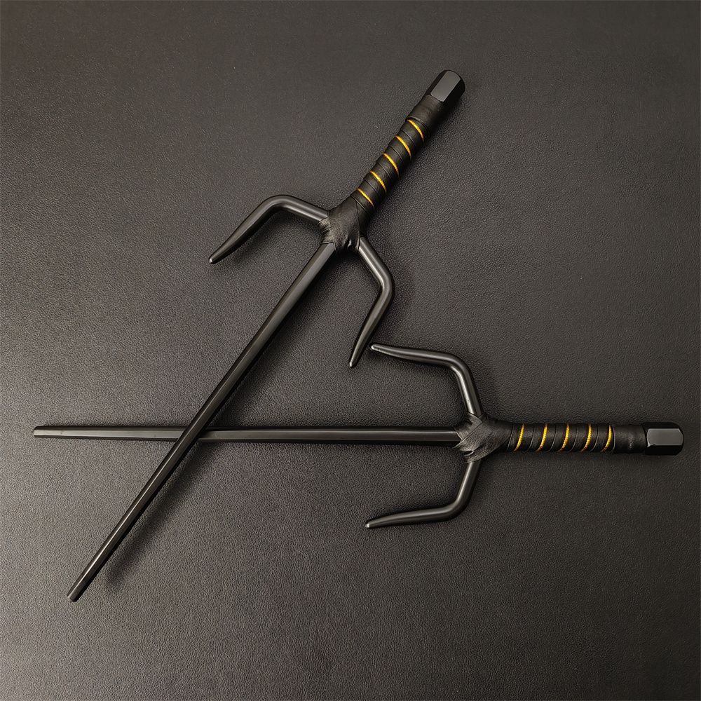 武具　十手　釵　サイ　琉球古武術　38CM　鉄製　黒メッキ　二本セット 6,826円