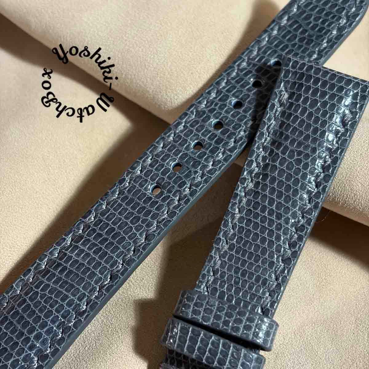 liz-359 リザード レザー 腕時計 ベルト グレー (ラグ幅19 mm - バックル幅16 mm)