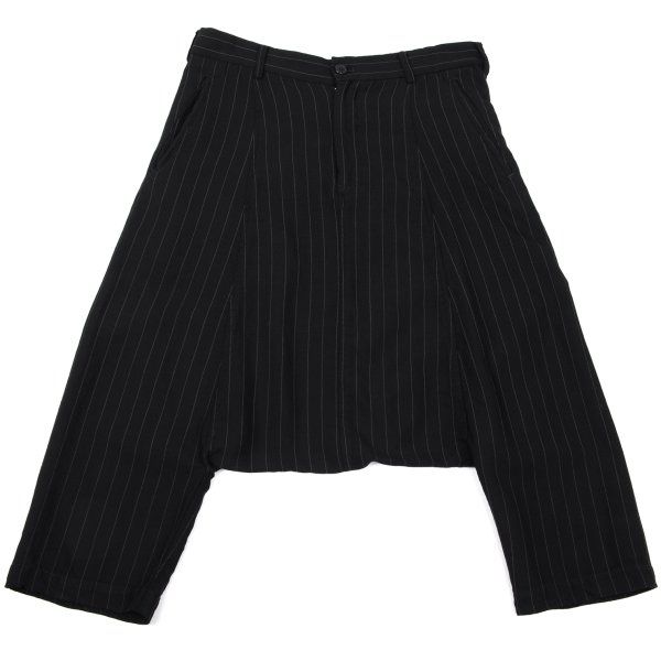 コムコム コムデギャルソンCOMME des GARCONS ウール混ストライプサルエルパンツ 紺S