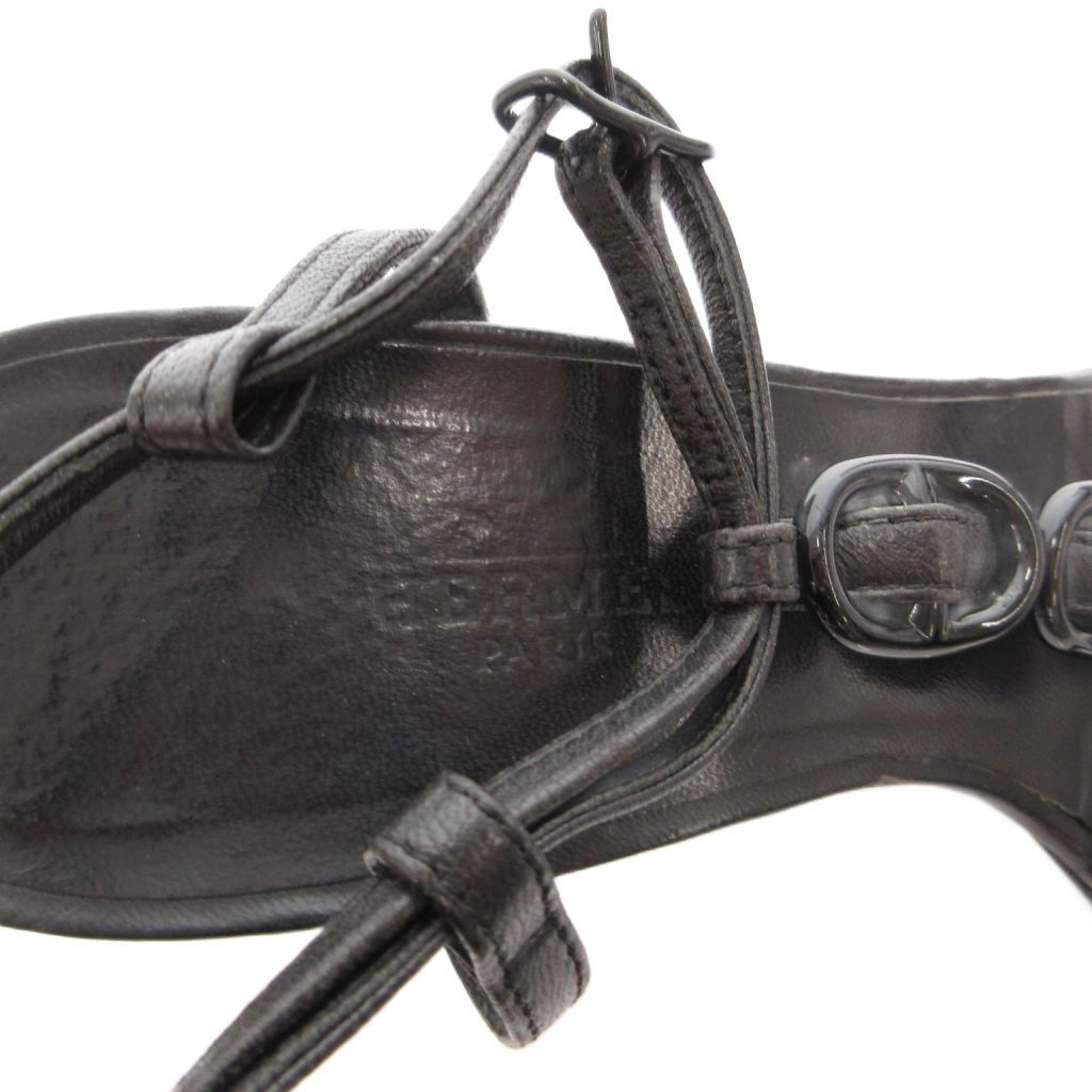 エルメス HERMES サンダル シェーヌダンクルストラップ ピンヒール 36