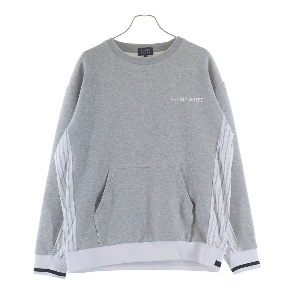 PEARLY GATES パーリーゲイツ Crewneck Sweatshirt クルーネックスウェットトレーナー 袖切り替え グレー 053‐5162305 PEARLY GATES (パーリーゲイツ) Crewneck Sweatshirt クルーネック