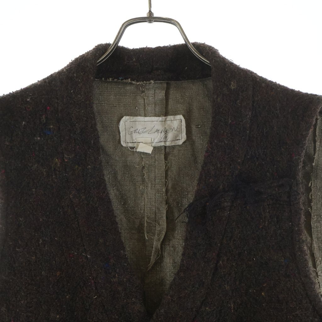 GREG LAUREN グレッグローレン STRIPED BLANKET VEST トグルボタン 切替デザイン ブランケット ジレベスト ブラウン GREG LAUREN (グレッグローレン) STRIPED BLANKET VEST トグルボタン
