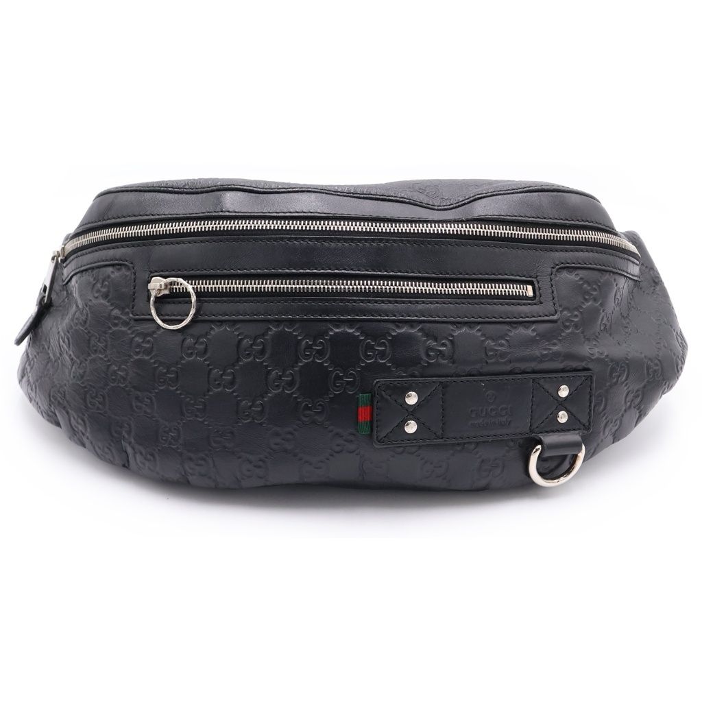 グッチ シマレザー ボディバック 難あり GUCCI (グッチ) Guccissima Web belt bag シマ ボディバッグ レザー