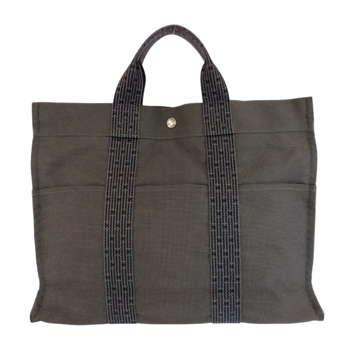 エルメス HERMES ハンドバッグ エールラインMM 本物 正規品 大容量 HERMES エルメス エールラインMM グレー シルバー金具 ポリアミド