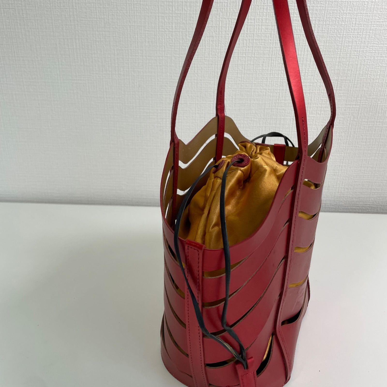 FRANCESCO BIASIA レッド レザー カットアウト バッグ - メルカリ