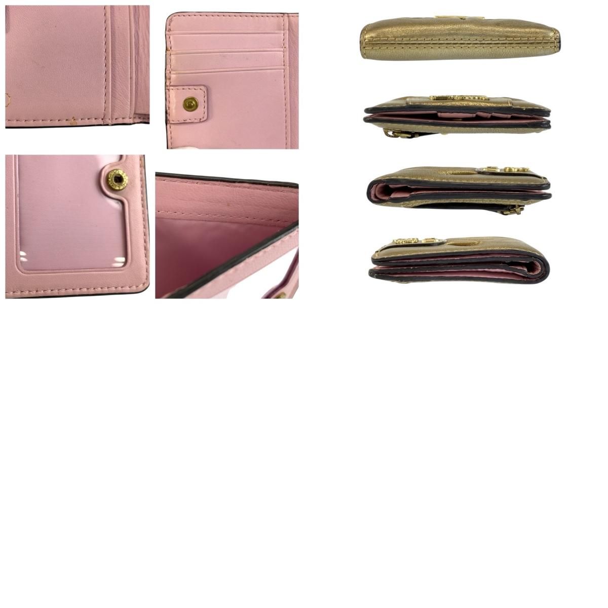 COACH コーチ ホース アンド キャリッジ ゴールド ピンク レザー 折