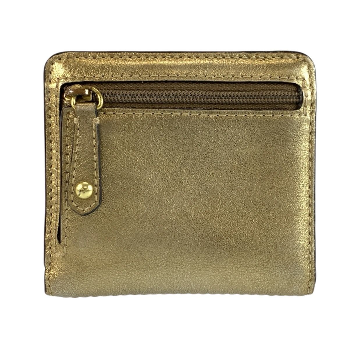 COACH コーチ ホース アンド キャリッジ ゴールド ピンク レザー 折
