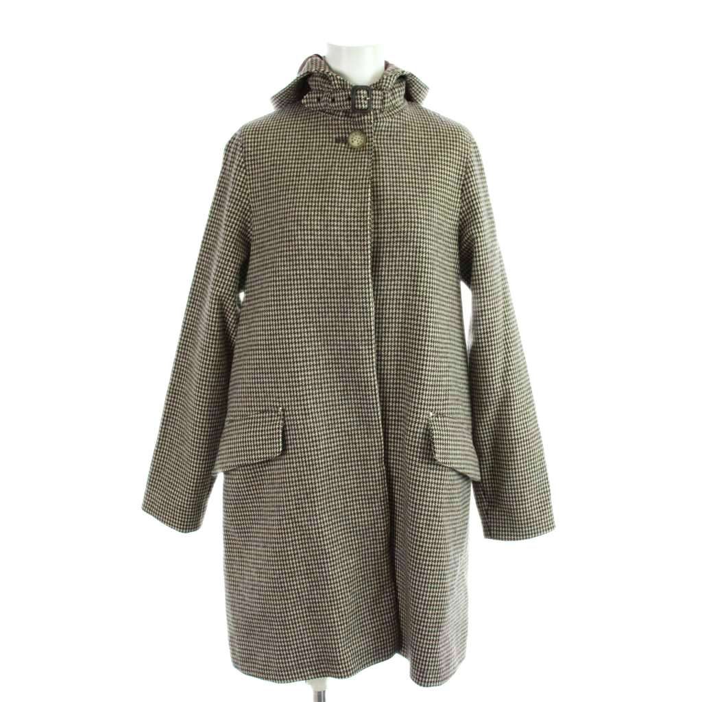 マッキントッシュ MACKINTOSH コート 32 茶 ブラウン 千鳥格子 フード