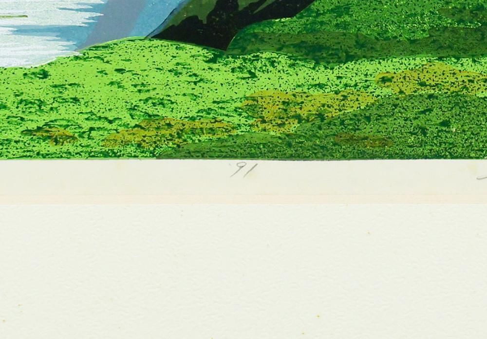 真作】井堂雅夫 黄金池 ED70/200 1991年作 直筆サイン 額装 木版画