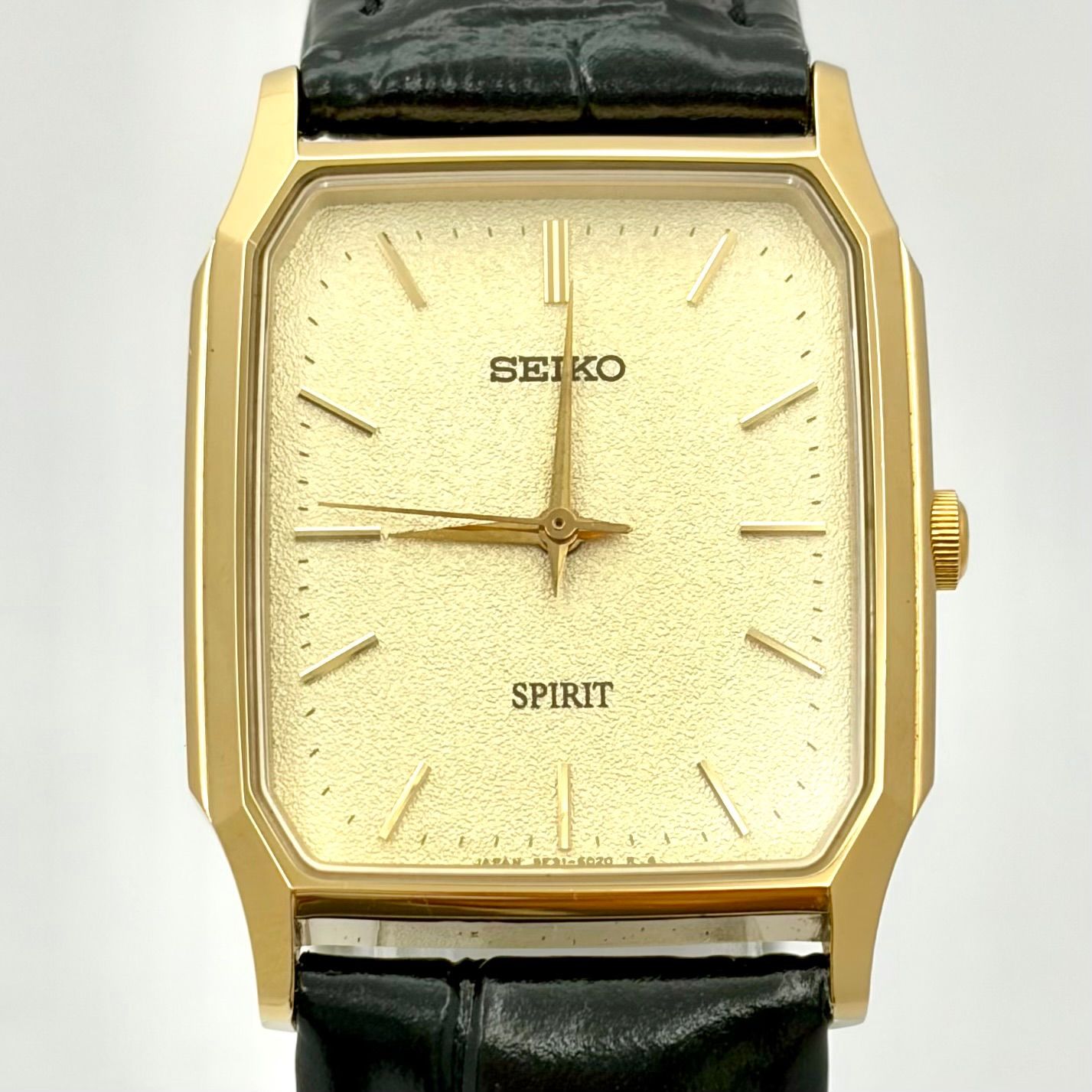 【新品電池】SEIKO セイコー SPIRIT スピリット メンズ 腕時計 ゴールド レクタンギュラー 5E31-5010 650975 新品ベルト 刻印あり