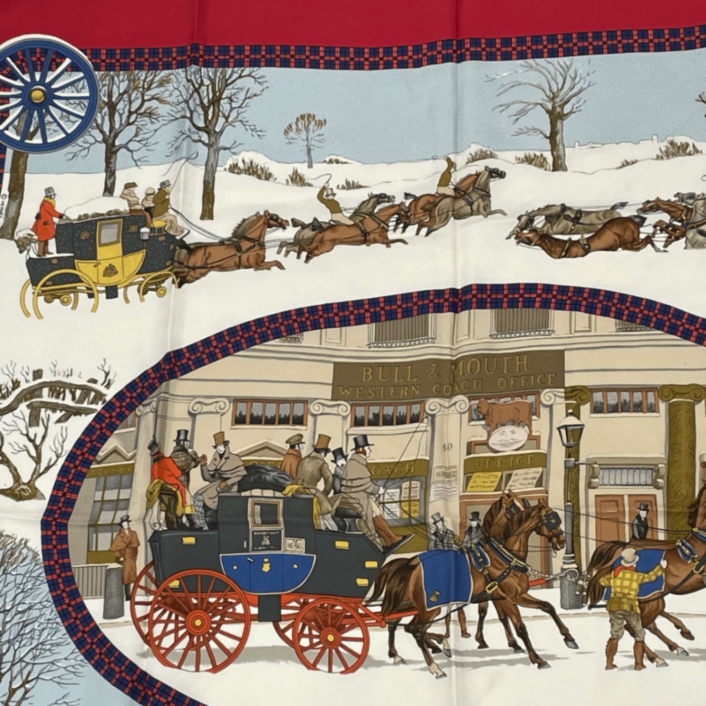 美品 HERMES エルメス カレ90 郵便馬車 スカーフ シルク レッド - メルカリ