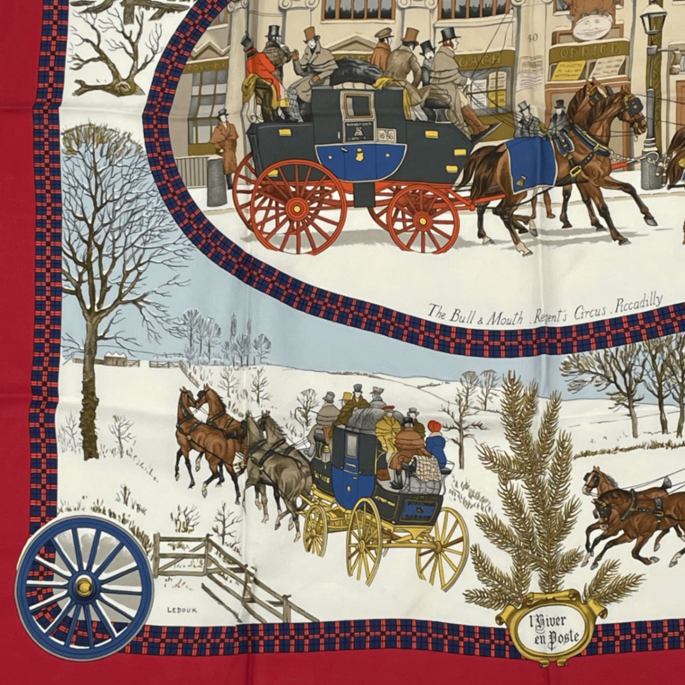 美品 HERMES エルメス カレ90 郵便馬車 スカーフ シルク レッド - メルカリ