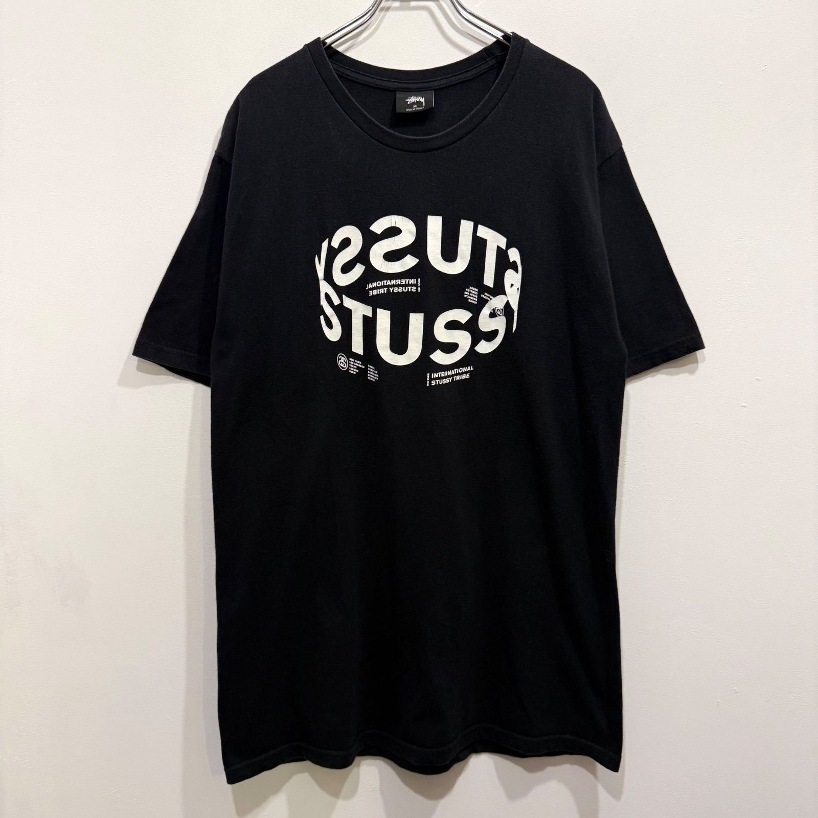 STUSSY 半袖Tシャツ ロゴプリント サークルデザイン ブラック 黒 M 