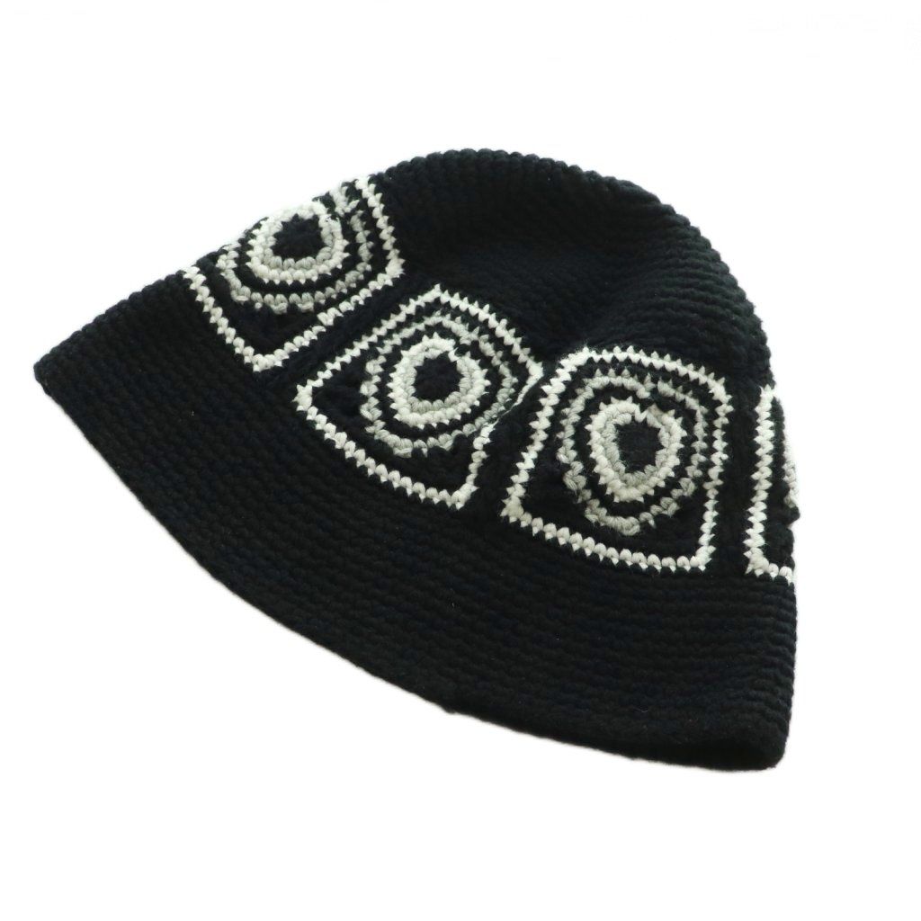 ベイシックス BASICKS Heart Crochet Bucket Hat 帽子 バケットハット かぎ針編み ニット 黒 白 /MI ■OS ■SH