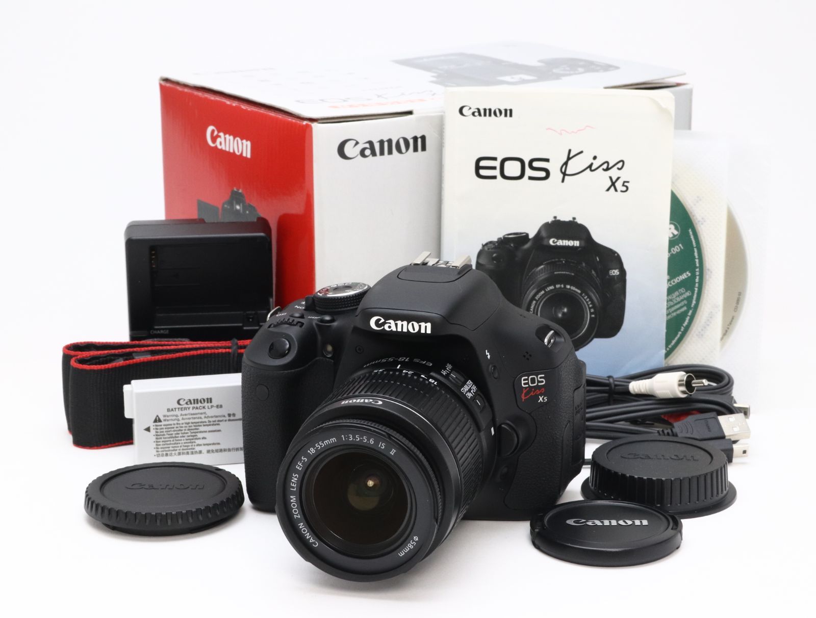 【美品】EOS R5 シャッター少 6340 A+ (美品) Canon キヤノン EOS Kiss X5 EF-S18-55mm F3.5-5.6 IS II
