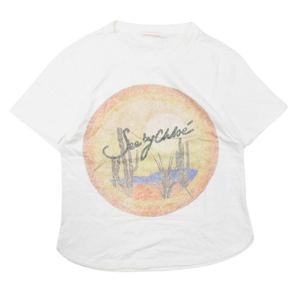 美品 18ss See By Chloe シーバイクロエ Tシャツ サンセット ロゴ 