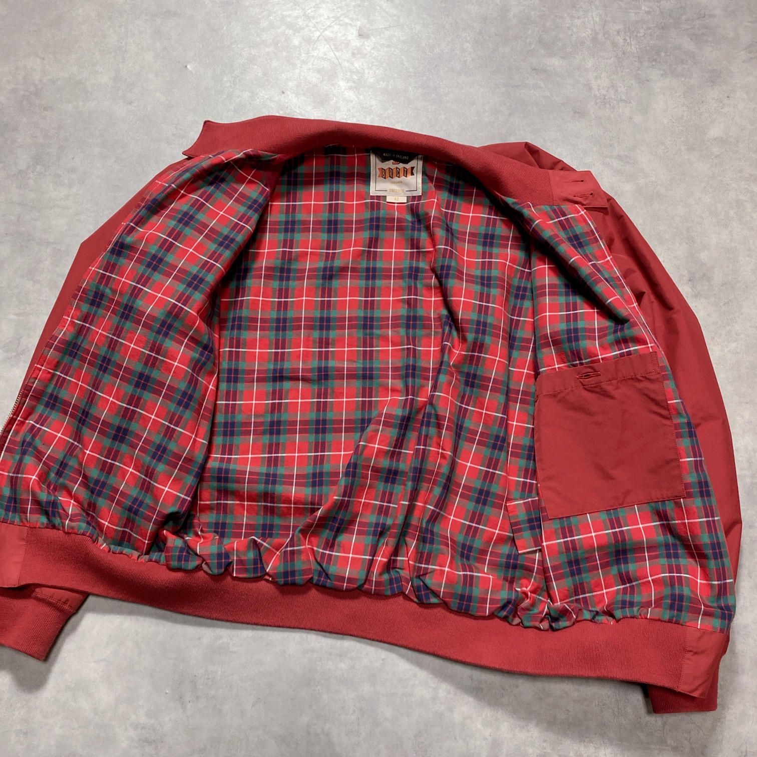 GQ5672◇BARACUTA : イギリス製 G9 ハリントンジャケット◇42◇赤系