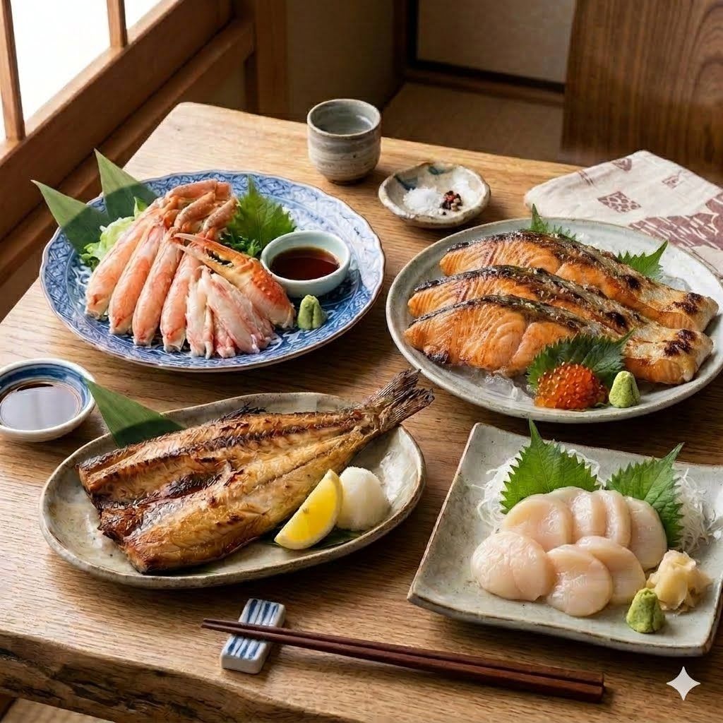 【送料無料】極上 海鮮4点セット（ズワイガニポーション・トロホッケ・ホタテフレーク・紅鮭半身・）豪華 詰め合わせ ギフト 御祝　ズワイカニ　蟹　カニ　　ホタテ　玉冷　ホッケ　トロホッケ　鮭　シャケ　サケ　紅鮭　鮭半身