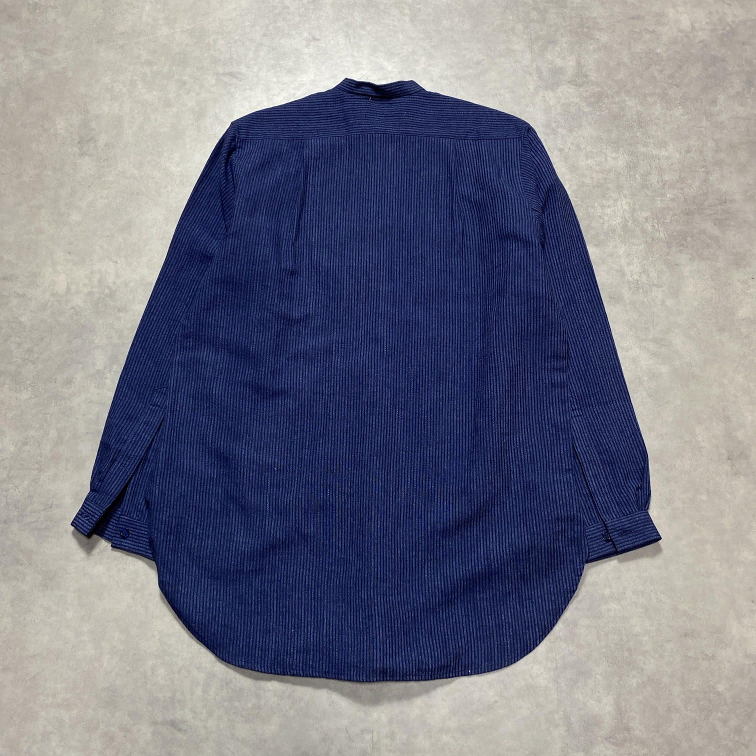 GQ5675◇FRANK LEDER : INDIGO DYED STAND COLLAR OLD STYLE SHIRT◇XS