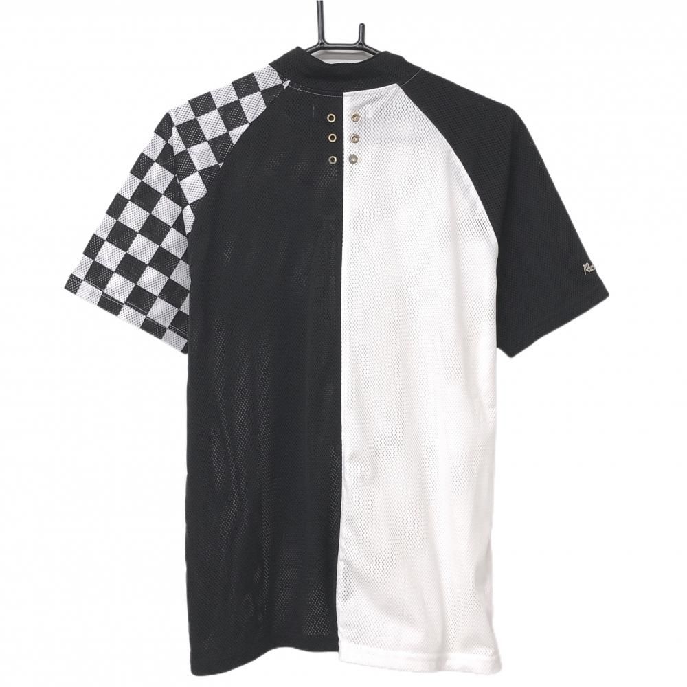 超美品】ラッセルノ 半袖ハイネックシャツ 白×黒 メッシュ生地 ハーフ