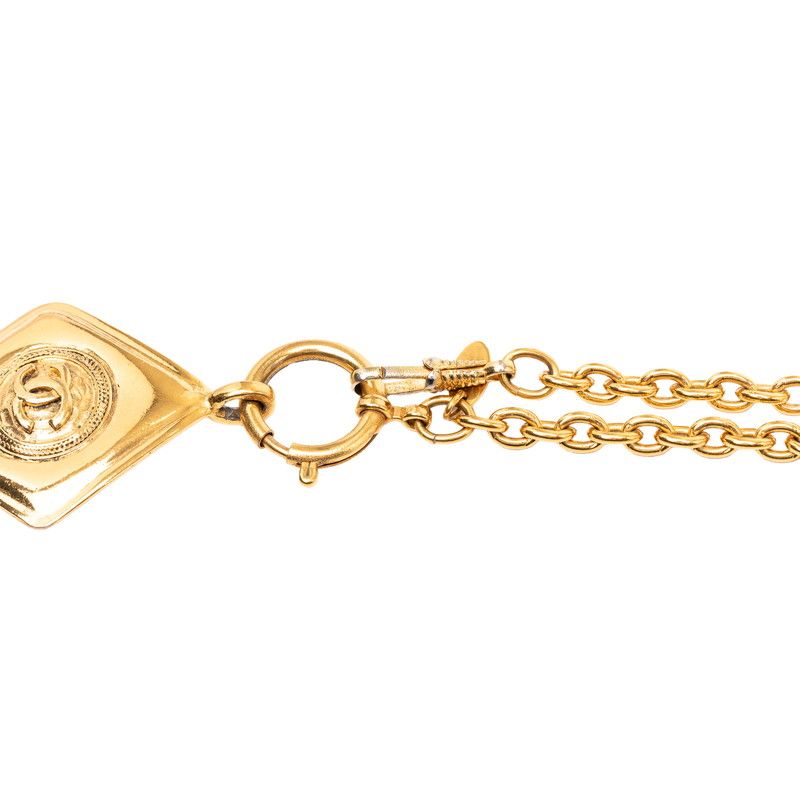 ひ*ろ様 CHANEL 金色メッキ ロゴチャームネックレス シャネル ココマーク チェーン ペンダント ネックレス ひし形 ゴールド
