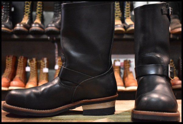 【9D 良品 10年】レッドウィング 2268 エンジニア 黒 ブラッククローム スチールトゥ ブーツ redwing HOPESMORE【GE544】