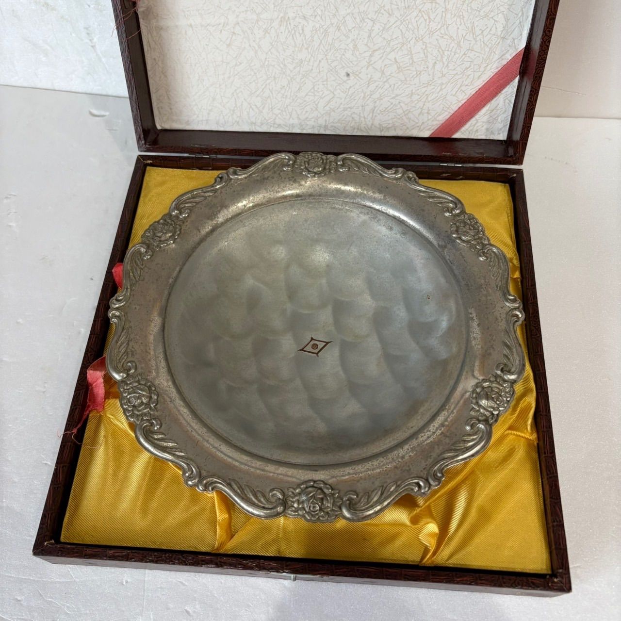 [Silver Plated Tray] Three-legged Flower Decorative Souvenir Vintage