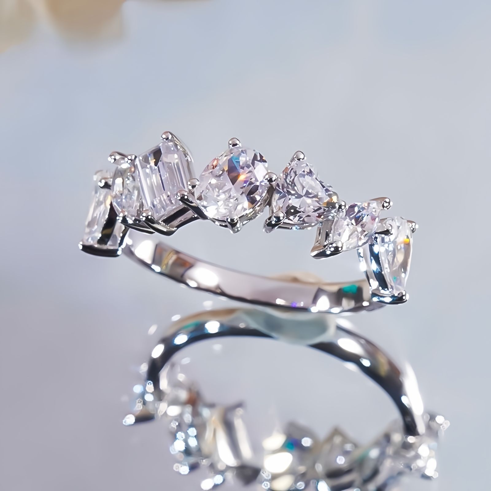 モアサナイト マルチシェイプ リング マルチカット 0.3ct 指輪 S925