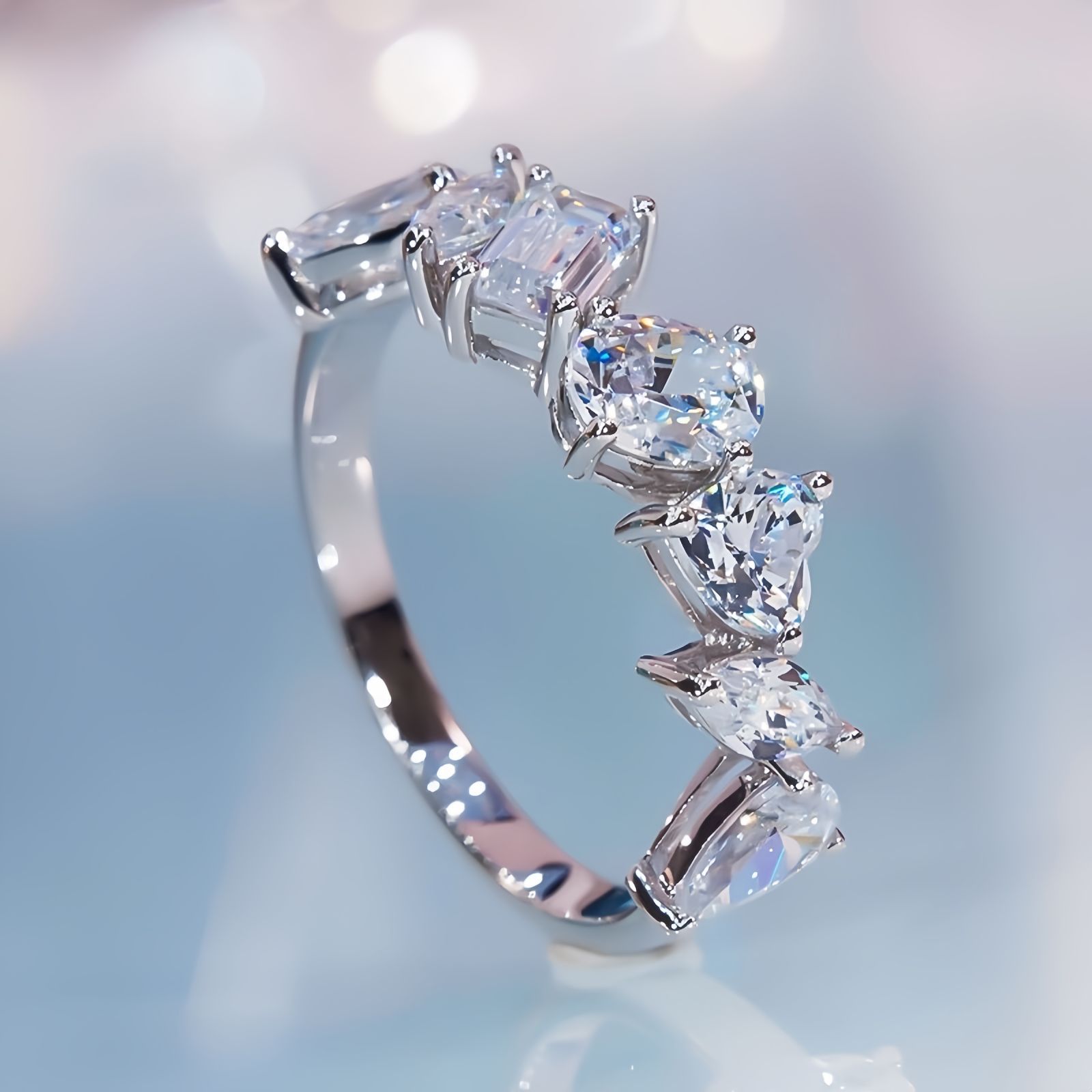 モアサナイト マルチシェイプ リング マルチカット 0.3ct 指輪 S925