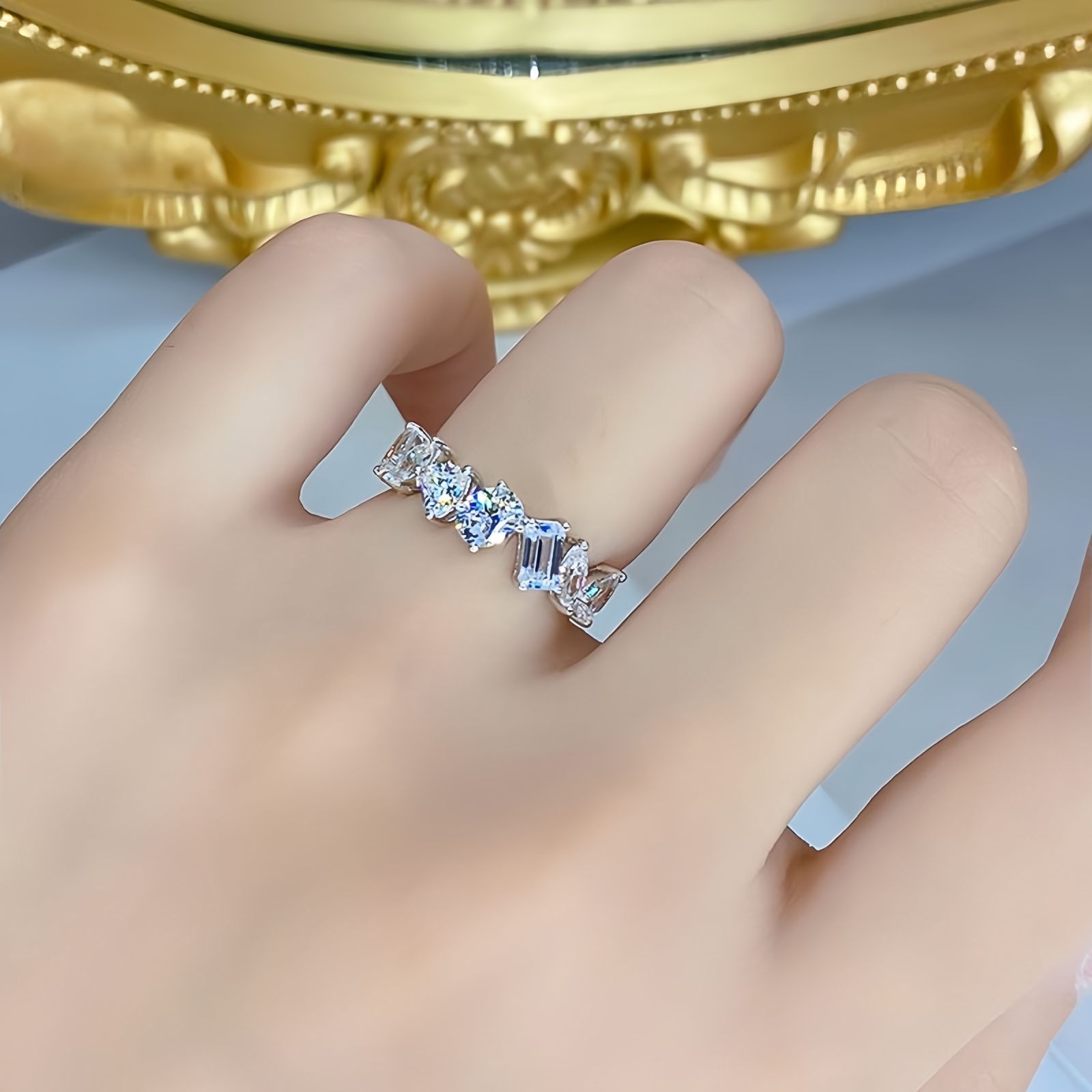 モアサナイト マルチシェイプ リング マルチカット 0.3ct 指輪 S925