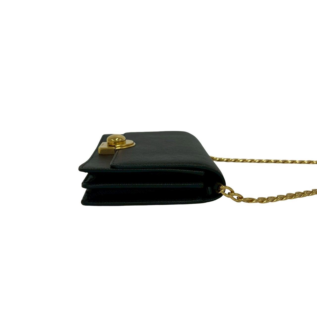 ほぼ未使用 希少品 PRADA プラダ ロゴ 金具 サフィアーノ レザー 本革