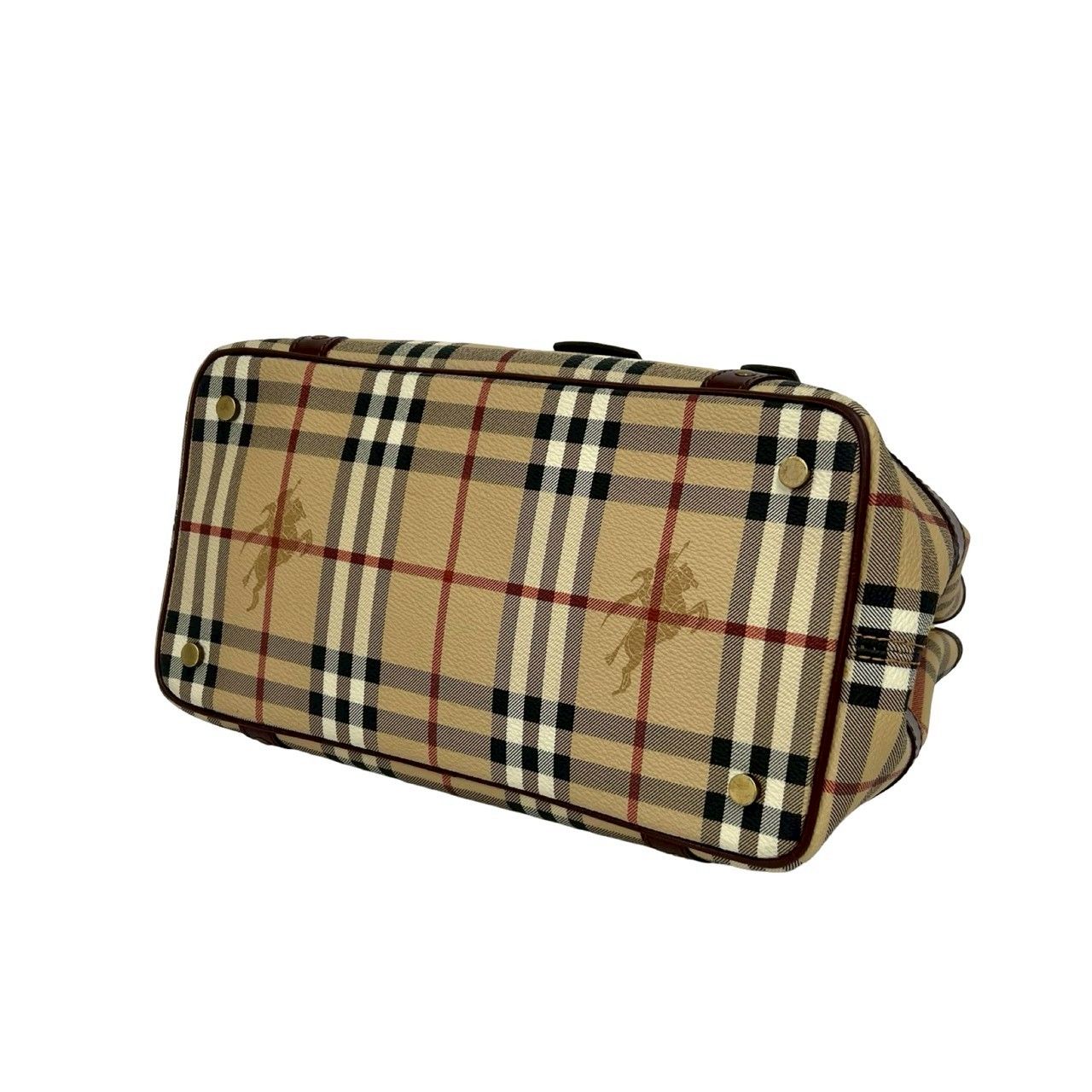極 美品 BURBERRY バーバリー ノバチェック 柄 レザー 本革