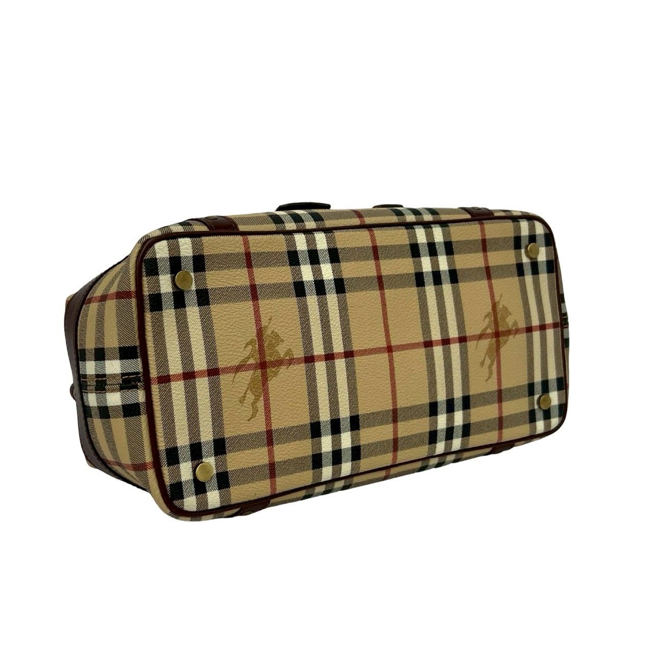 極 美品 BURBERRY バーバリー ノバチェック 柄 レザー 本革