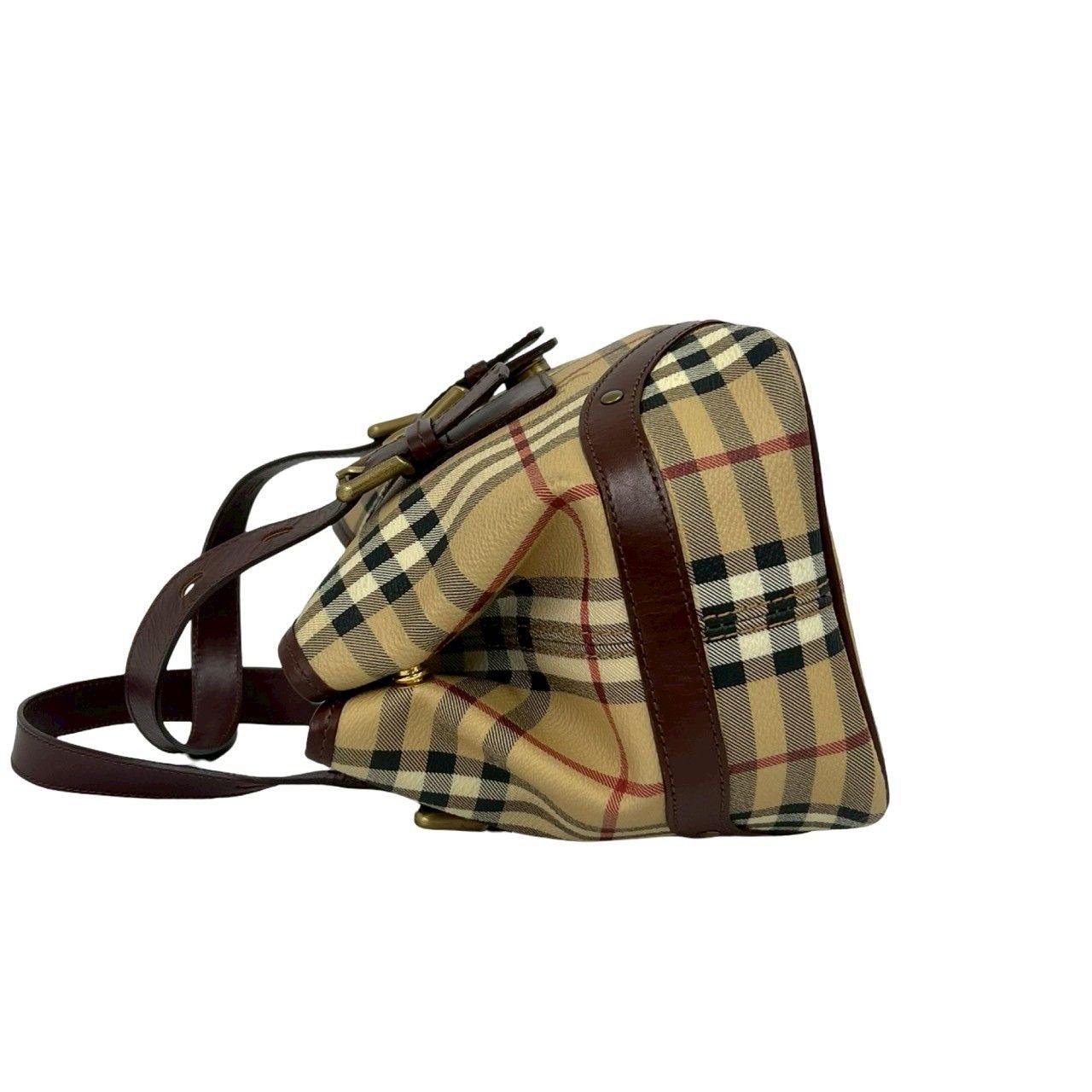 極 美品 BURBERRY バーバリー ノバチェック 柄 レザー 本革