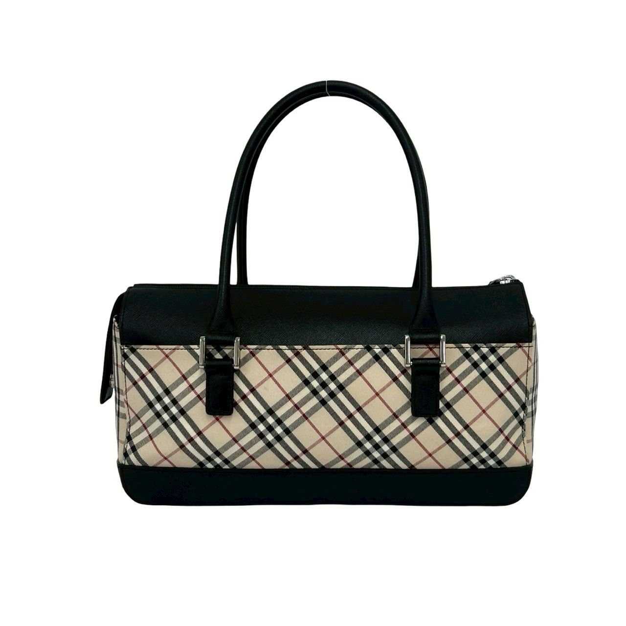 極 美品 BURBERRY バーバリー ノバチェック 柄 キャンバス レザー 本革