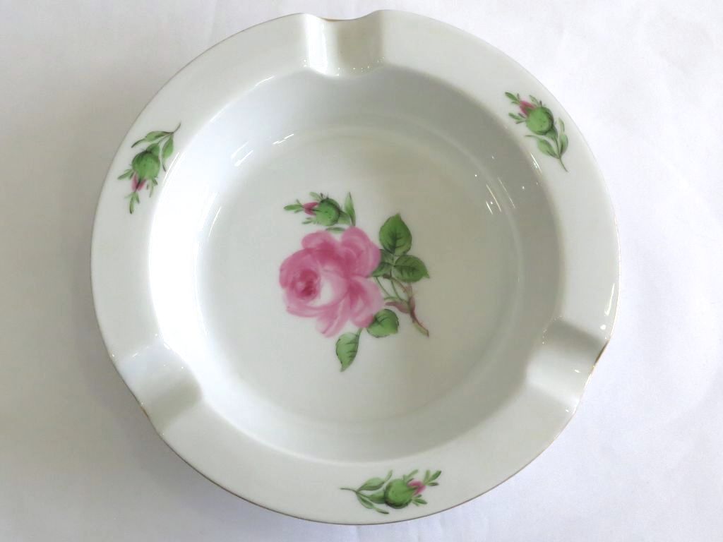 226639】Meissen マイセン ピンクローズ アッシュトレイ 灰皿 小物入れ