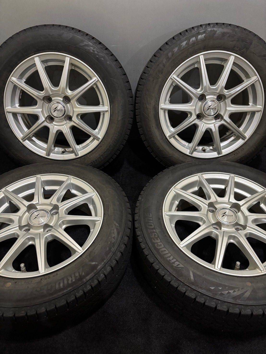 ★165/65R14 BRIDGESTONE/VRX3 23年製 ZEPHYR 14インチ 5.5J +38 100 4H スタッドレス 4本 タンク ルーミー パッソ (南1-M426)