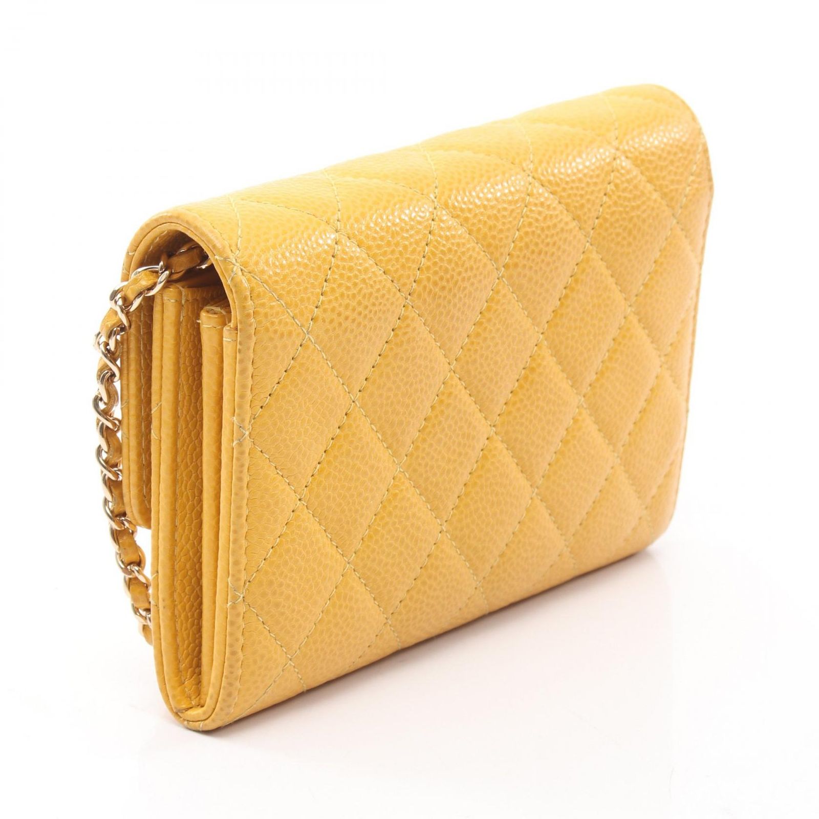 シャネル CHANEL ショルダーバッグ マトラッセ ミニ イエロー キャビア