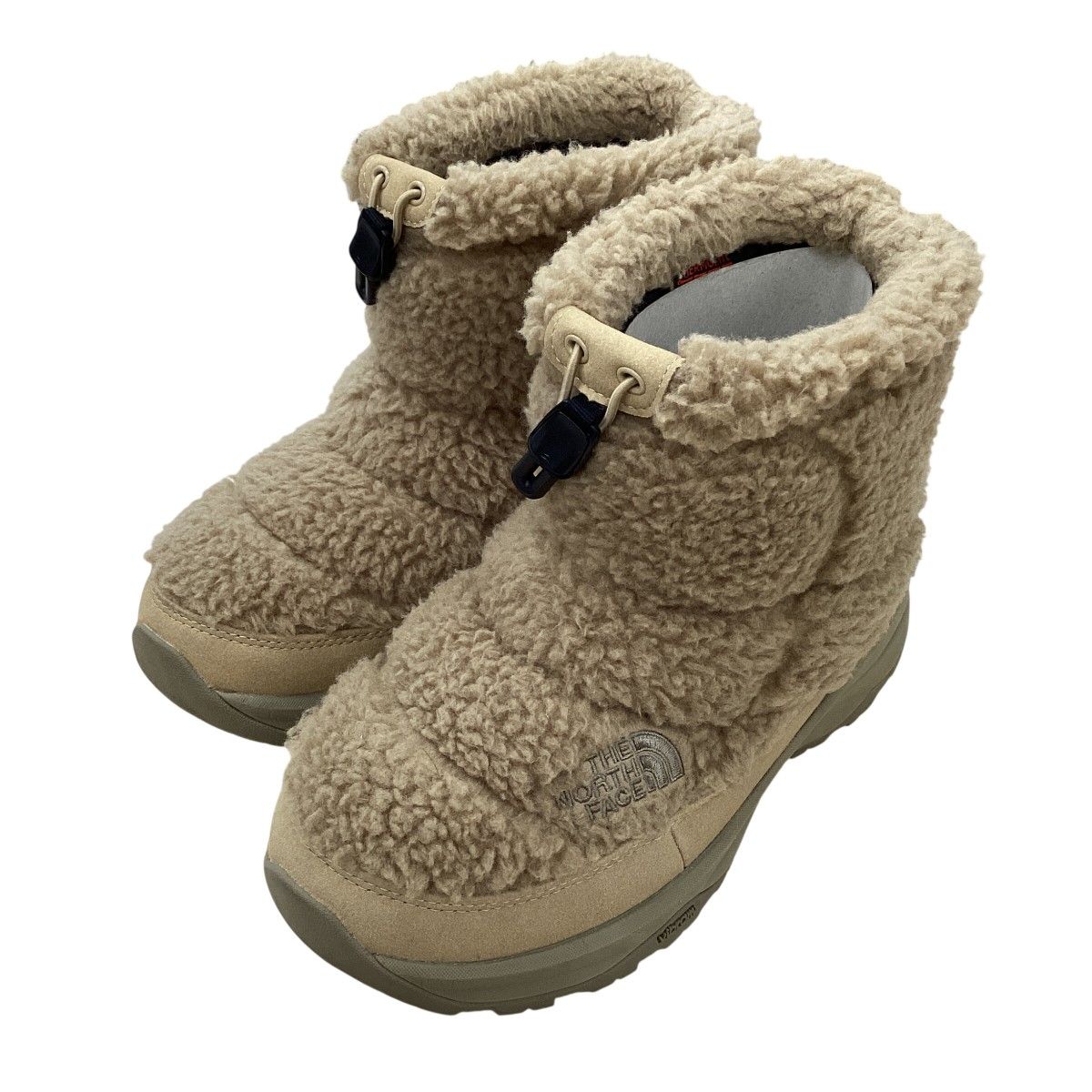 THE NORTH FACE ザノースフェイス 防滑 Nuptse Bootie Short Fleece NF52578 スノーブーツ SIZE 24cm ベージュ×イエロー