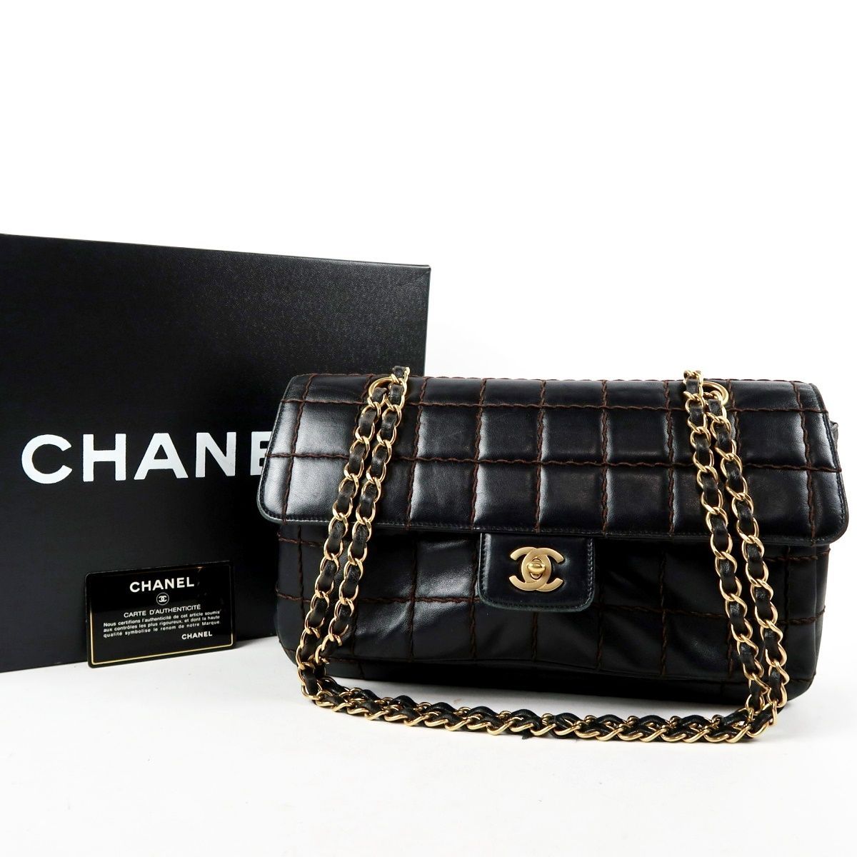 美品】CHANEL シャネル ラムスキン チョコバー チェーンショルダー